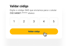 Campo para digitar o código SMS